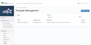 BlueSky's Meeting Template Management Page