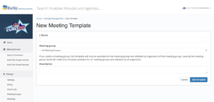 BlueSky's Meeting Template Creation Page