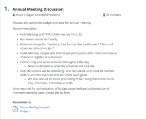 example meeting agenda item